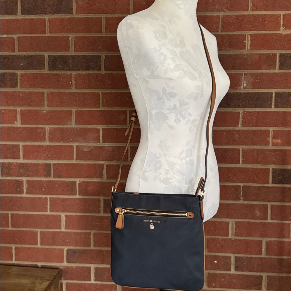 Michael Kors Blue Nylon Leather Trim, Pulls & Strap Gold Tone Hardware
